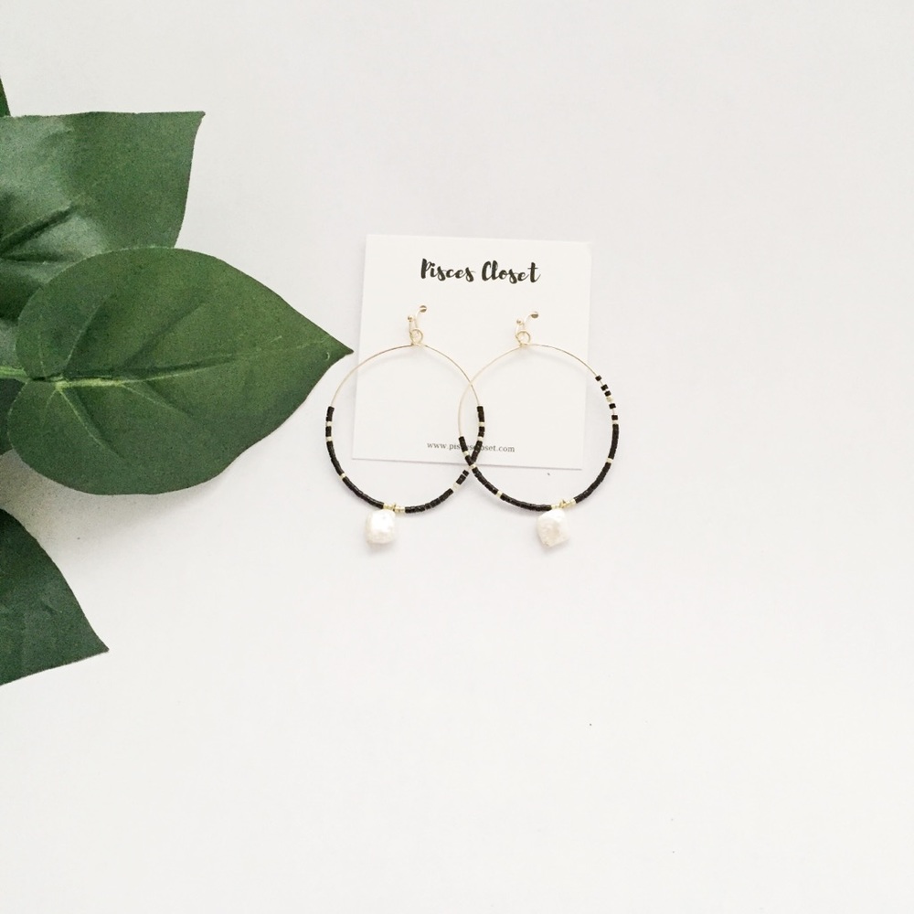 Metal Hoop Drop Earrings